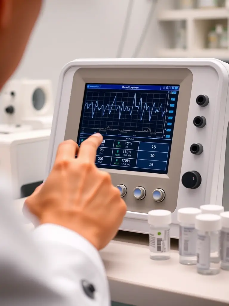 A detailed image of a bioresonance device analyzing a sample, highlighting the precision and technology involved in identifying imbalances.